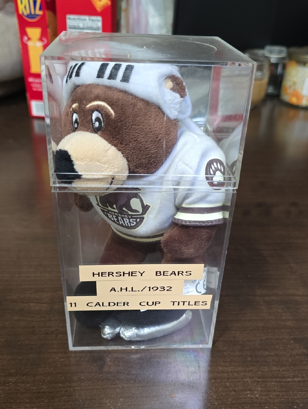 Brown Plush Mascot in White Jersey